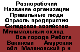 Разнорабочий › Название организации ­ Правильные люди › Отрасль предприятия ­ Складское хозяйство › Минимальный оклад ­ 28 000 - Все города Работа » Вакансии   . Амурская обл.,Мазановский р-н